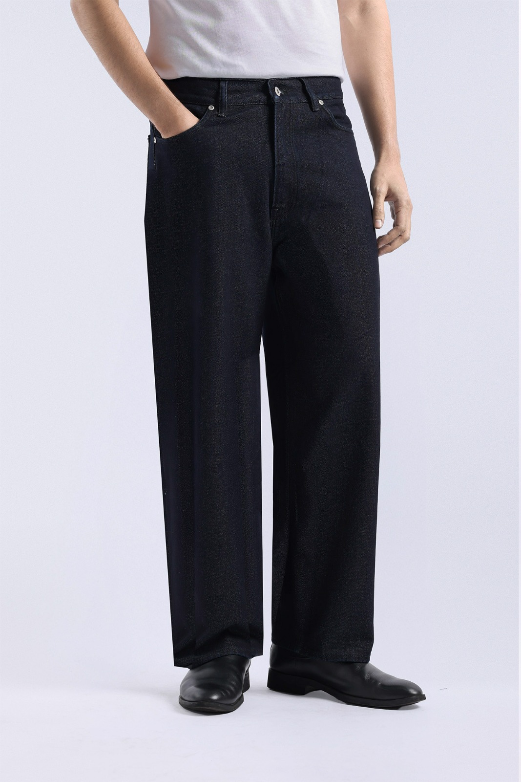 Rugged Denim Loose Pants Navy