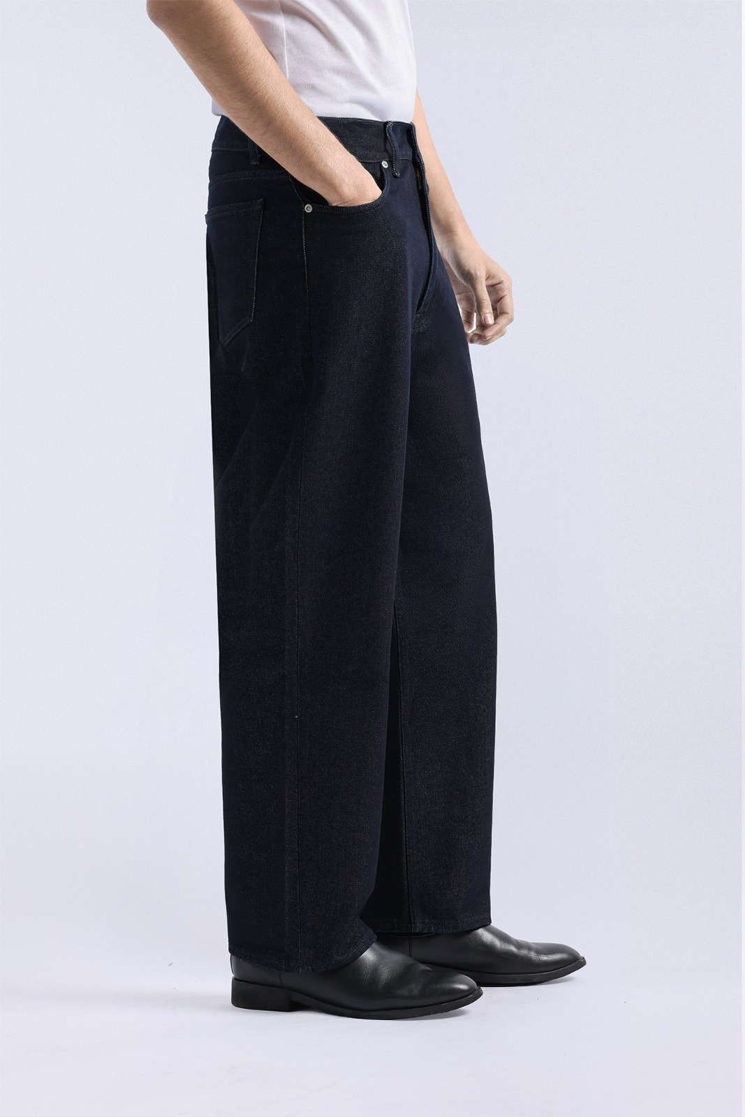 Rugged Denim Loose Pants Navy