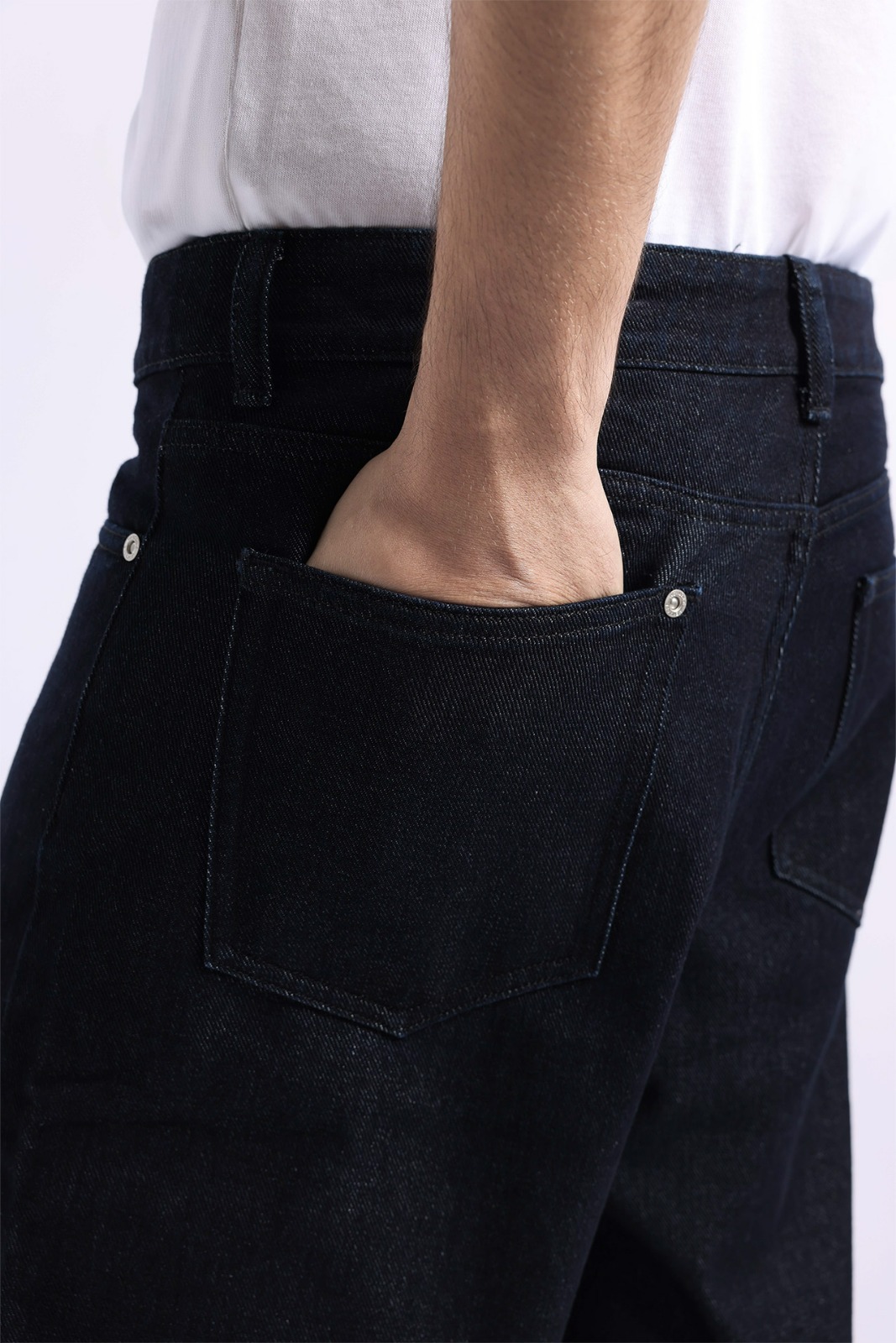 Rugged Denim Loose Pants Navy