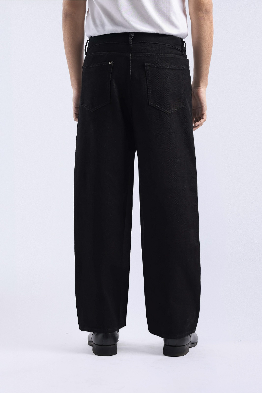 Rugged Denim Loose Pants Jet Black