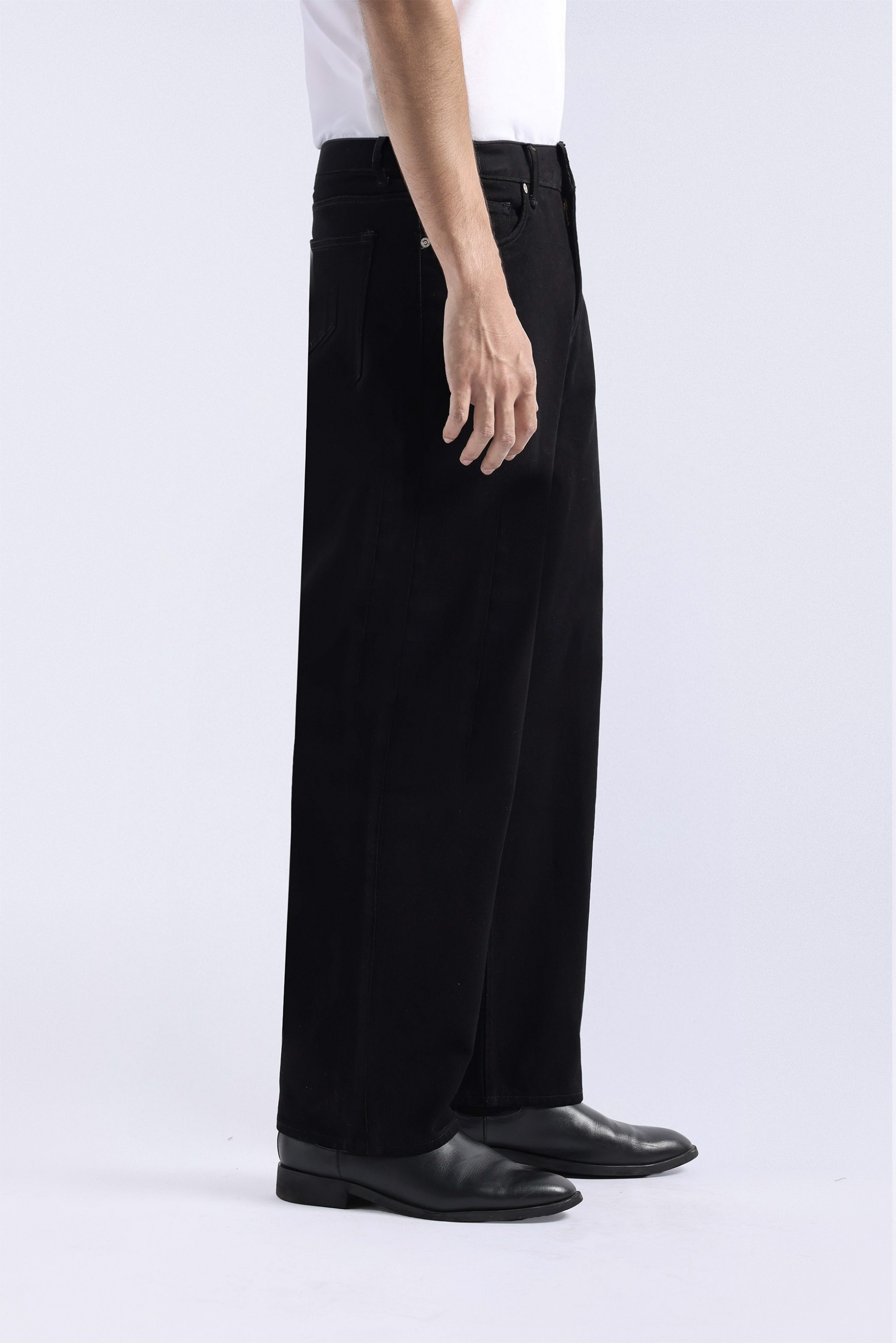 Rugged Denim Loose Pants Jet Black