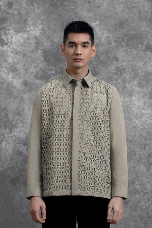 Image of Kemeja Brukat Renjana Lengan Panjang Tenun