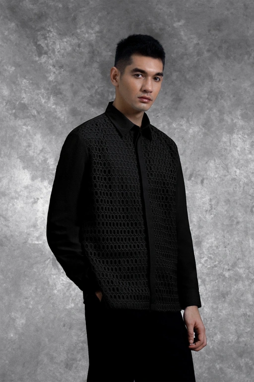 Image of Kemeja Brukat Renjana Lengan Panjang Bayang