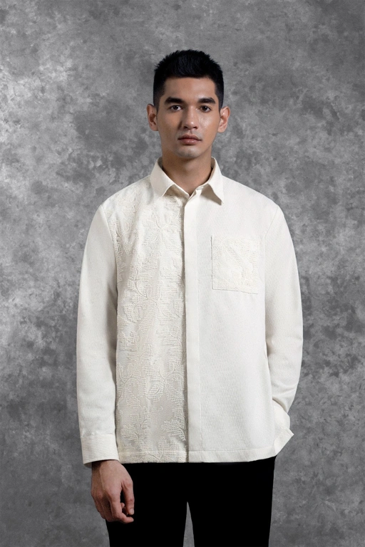 Image of Kemeja Brukat Saku Renjana Lengan Panjang Binar