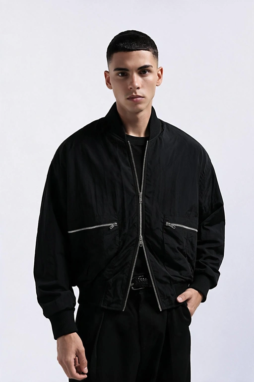 Zipline Bomber Boxy Jacket Black