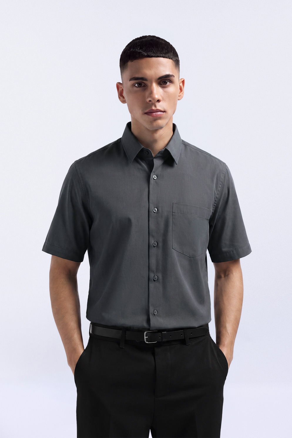 Elgant Short Sleeve Shirt Dark Grey