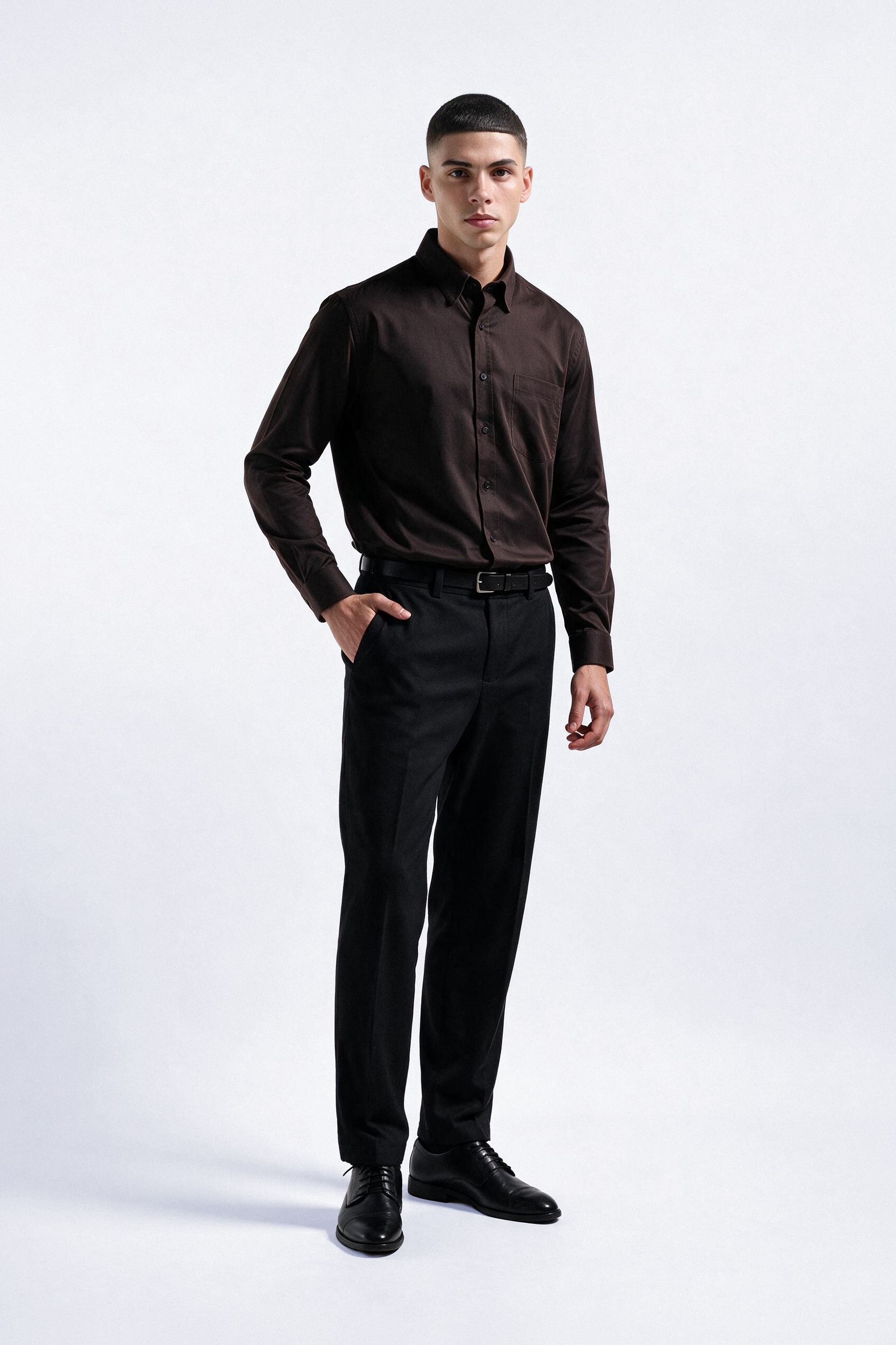 Elgant Basic Shirt Dark Brown