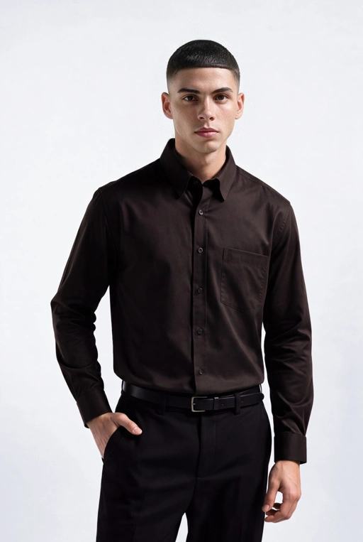 Elgant Basic Shirt Dark Brown