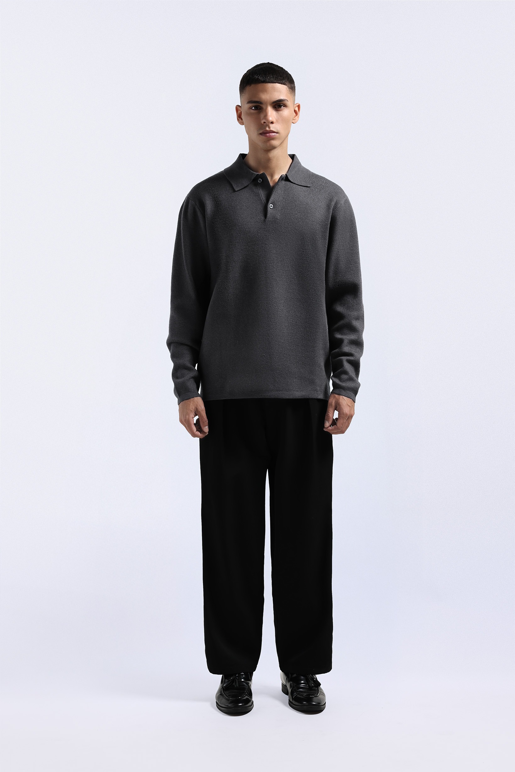 Valen Long Polo Dark Grey