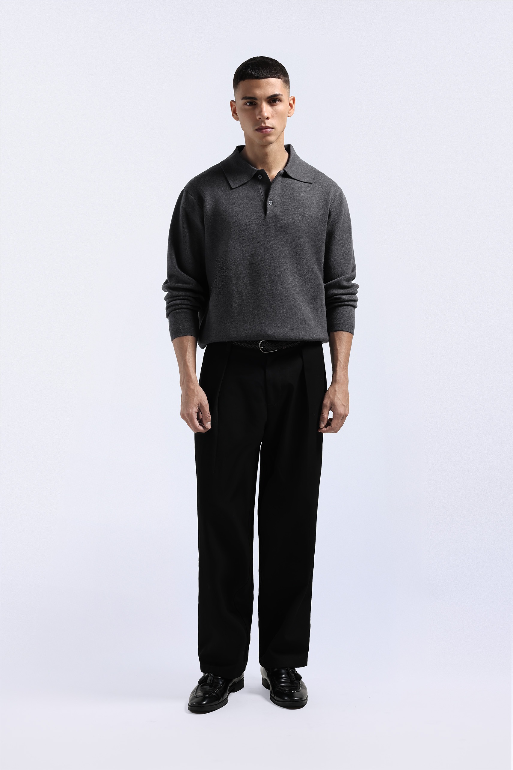 Valen Long Polo Dark Grey