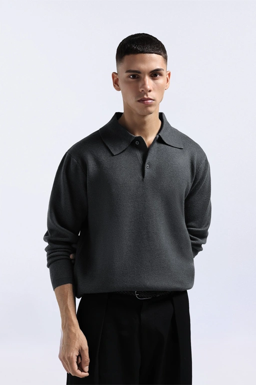 Valen Long Polo Dark Grey