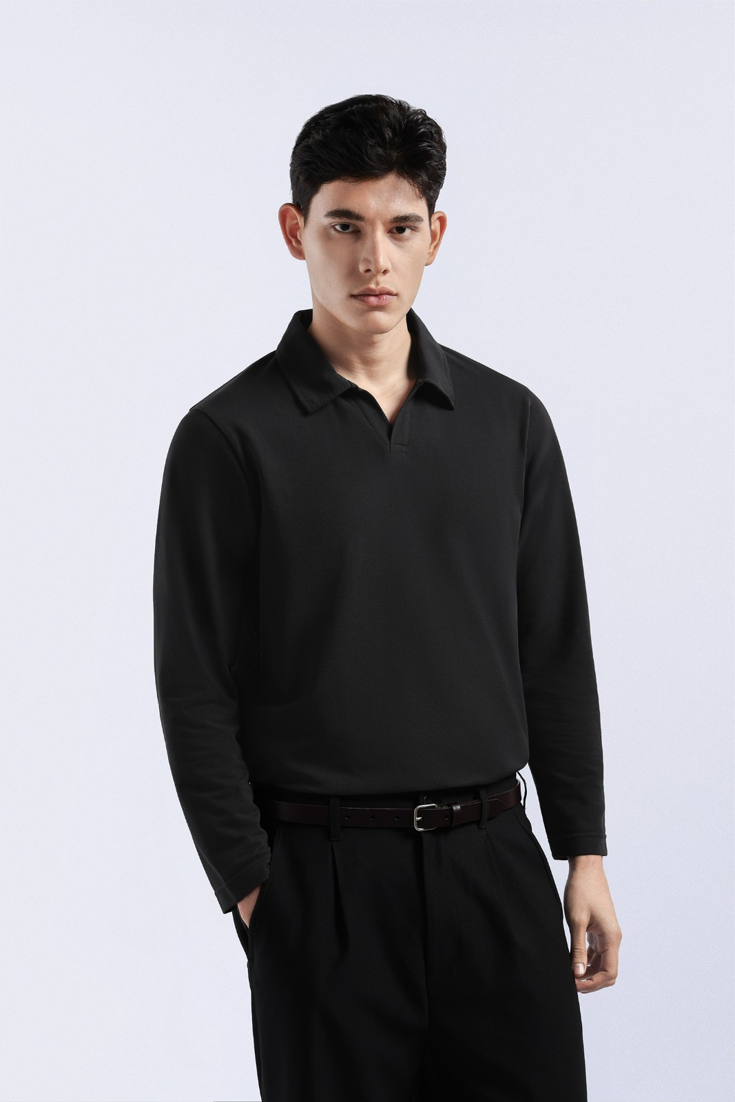 Raven Polo Long Sleeve Dark Grey