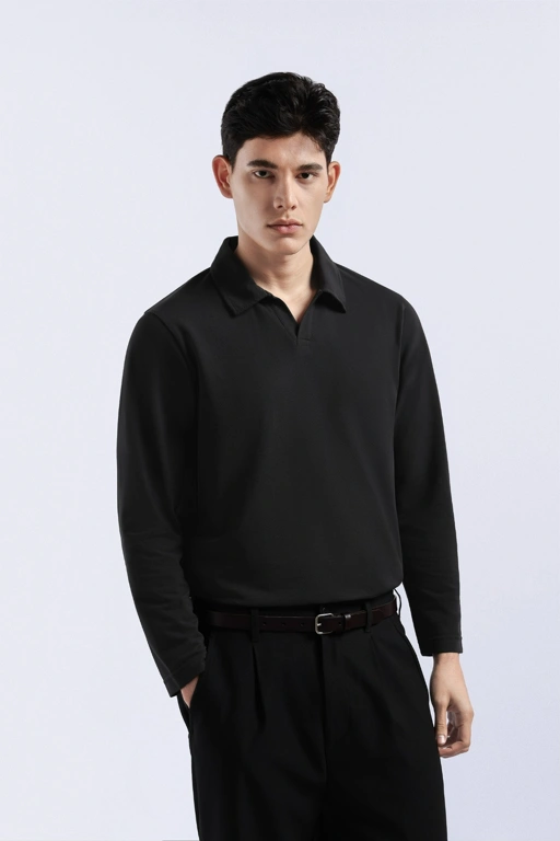 Raven Polo Long Sleeve Dark Grey