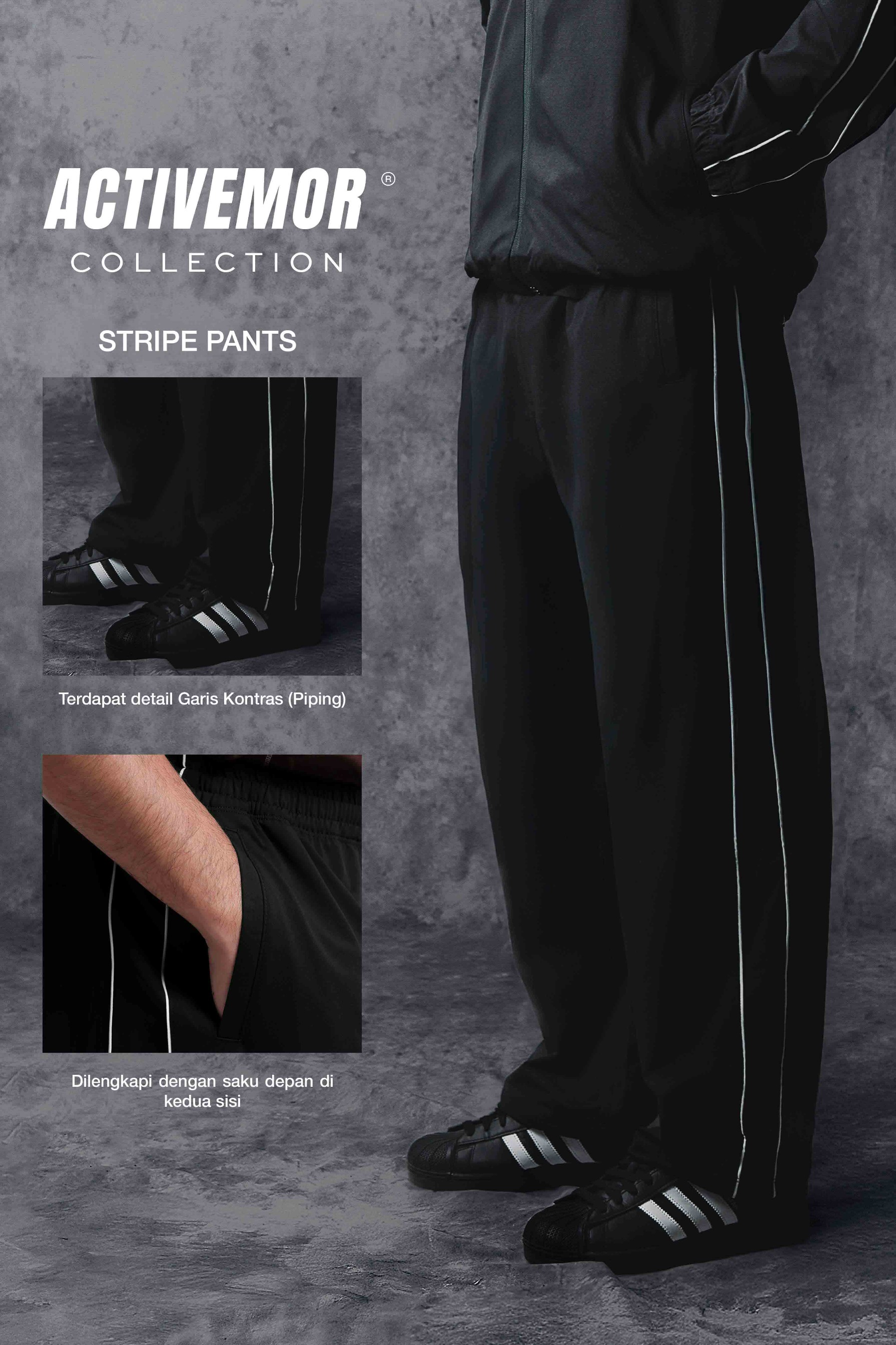 Activemor Stripe Pants Dark Brown-White