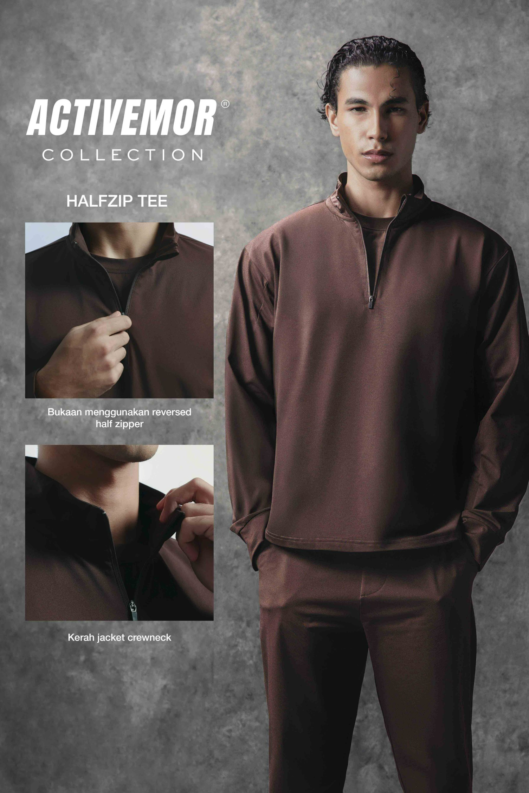 Activemor Halfzip Tee Black