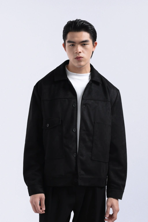 Image of VORMEN SUEDE JACKET BLACK