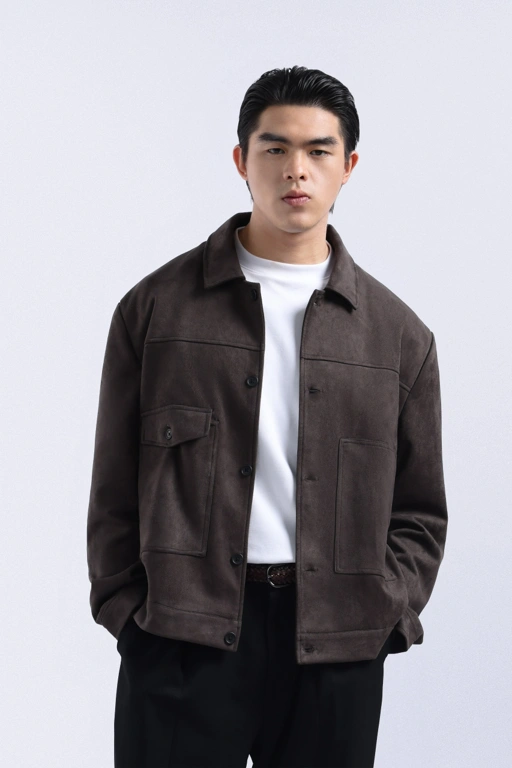 Image of VORMEN SUEDE JACKET DARK TAUPE