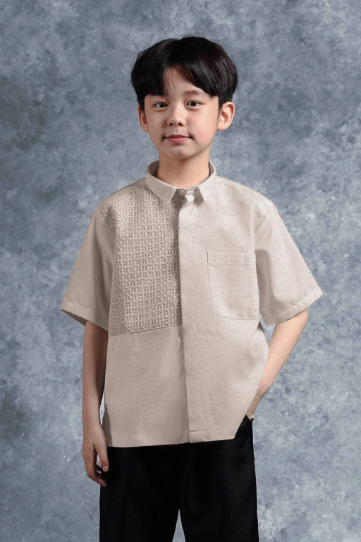 Image of Kemeja Anak Elok Brokat Palem