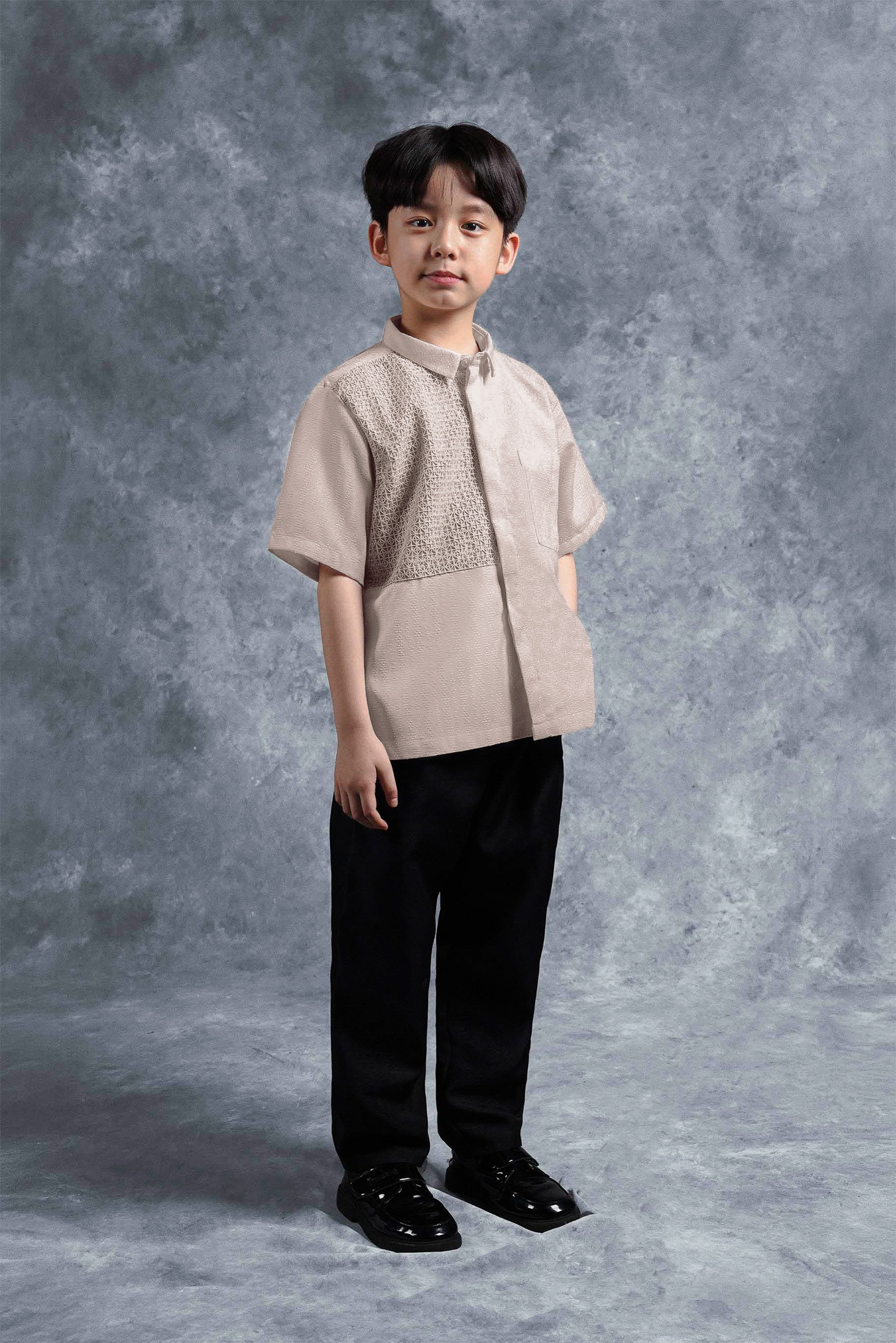 Kemeja Anak Elok Brokat Palem