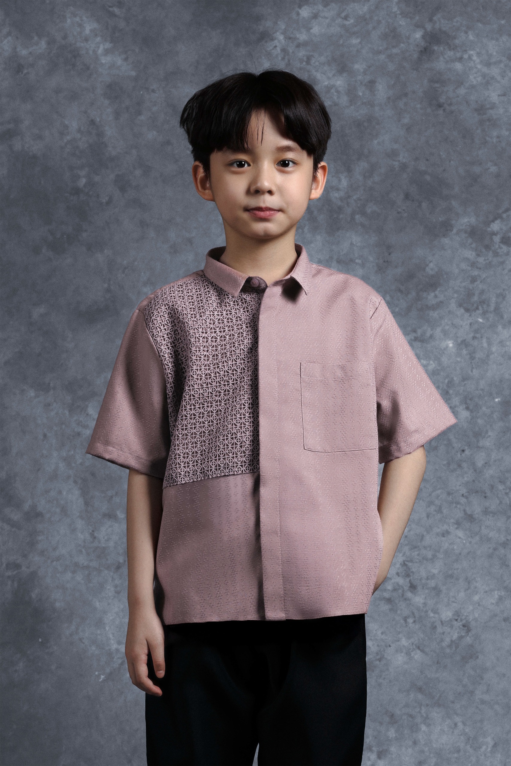 Kemeja Anak Elok Brokat Kusuma