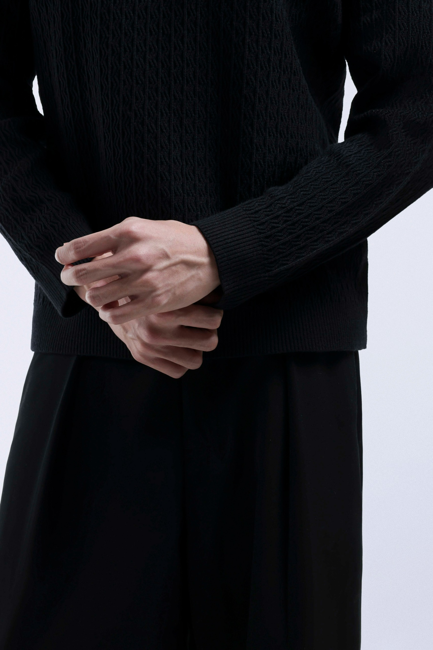 Chevron Polo Halfzip Black