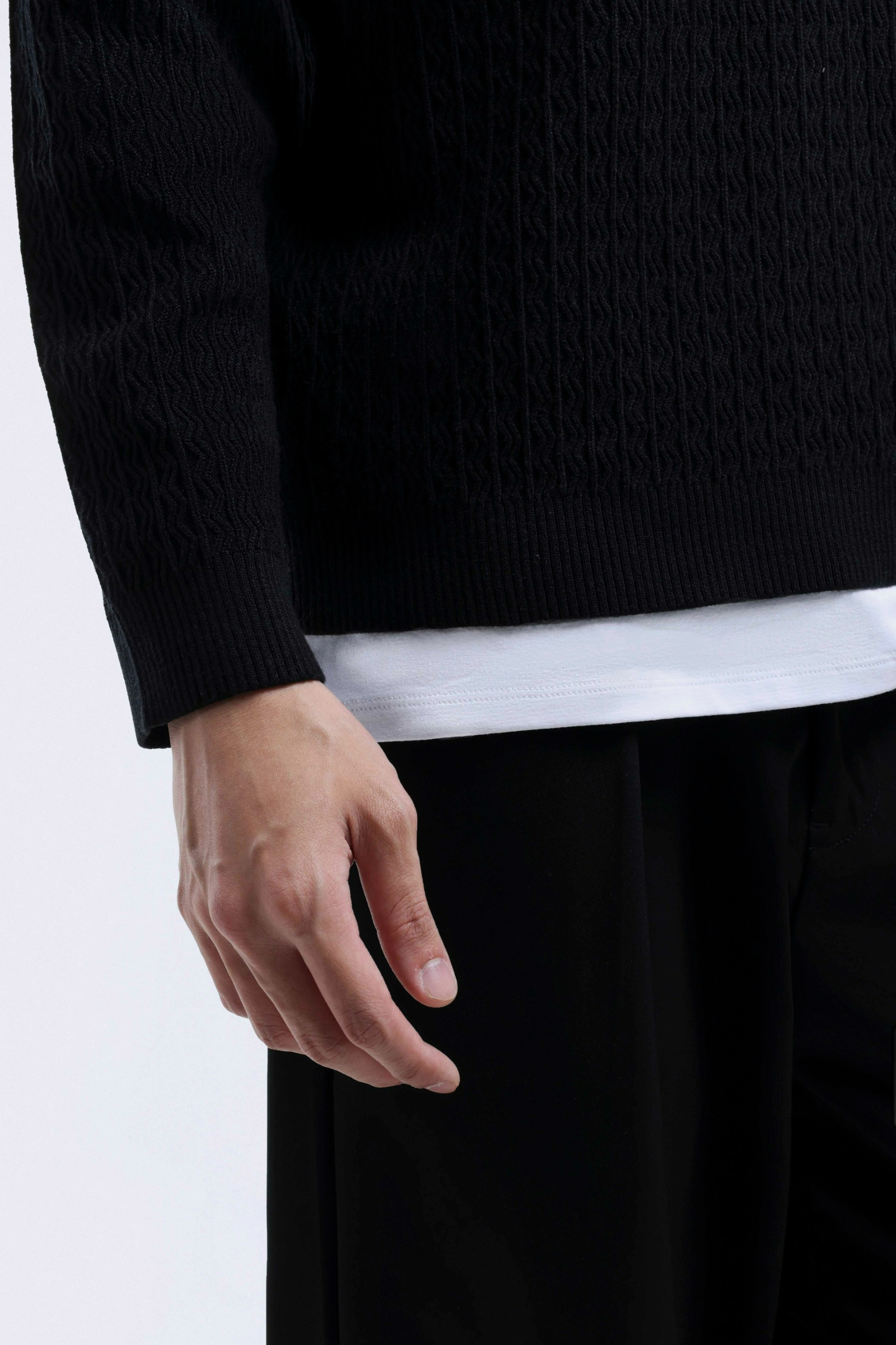 Chevron Polo Halfzip Black