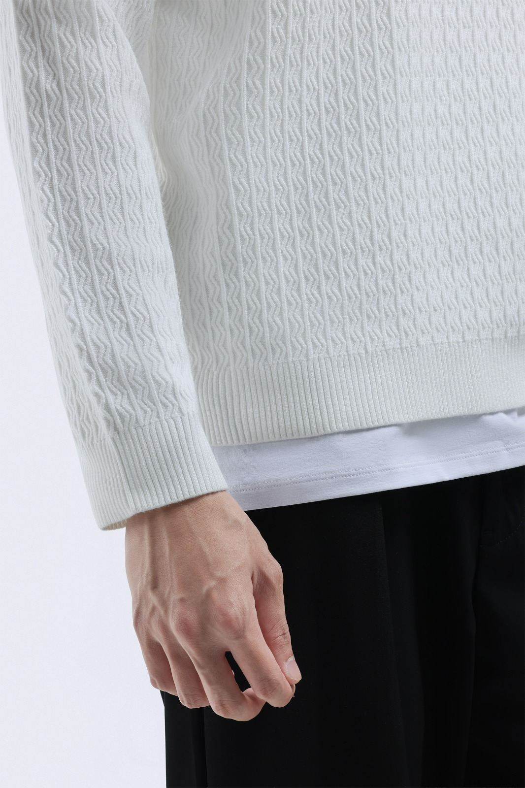 Chevron Polo Halfzip White