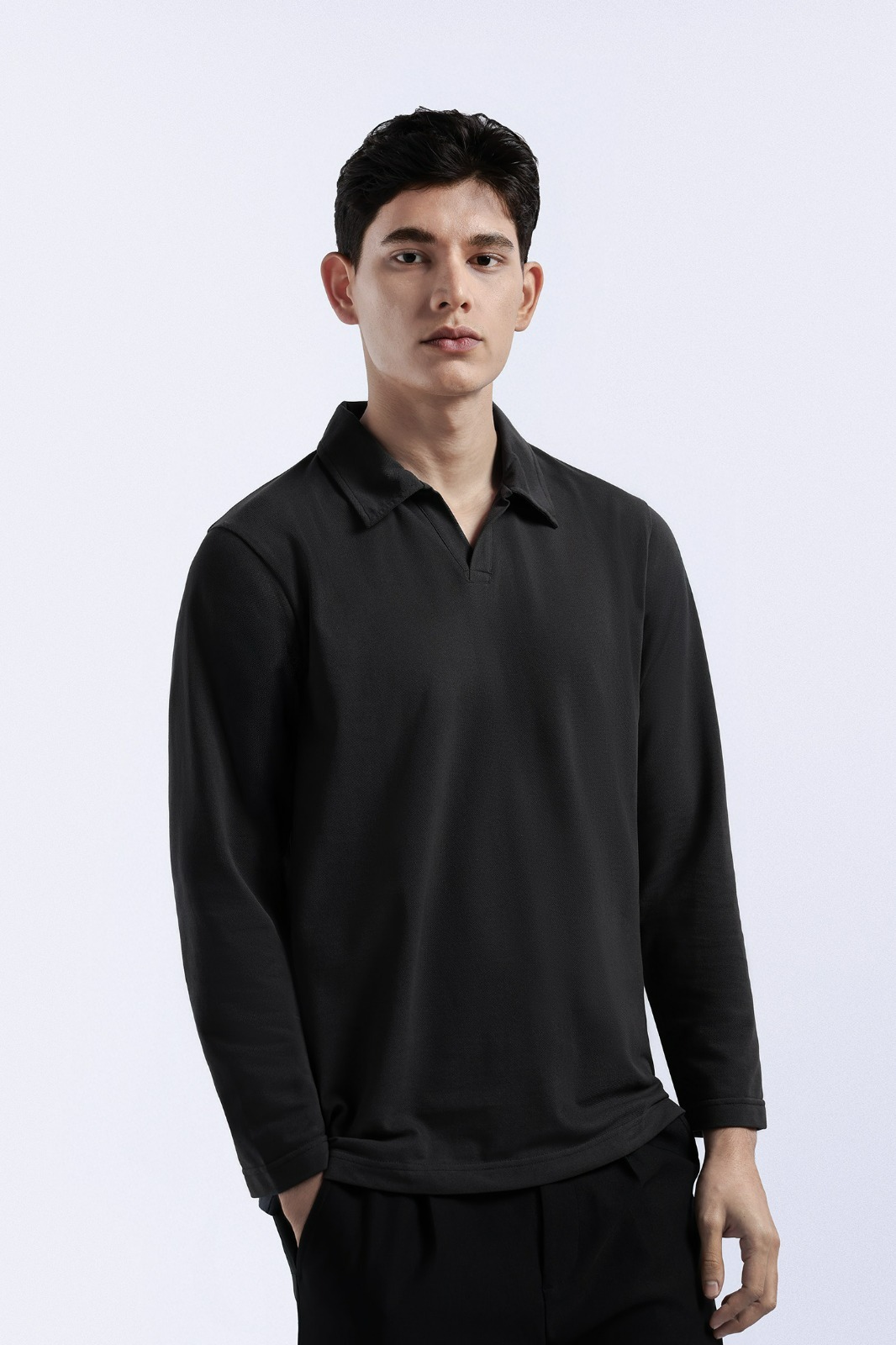 Raven Polo Long Sleeve Dark Grey