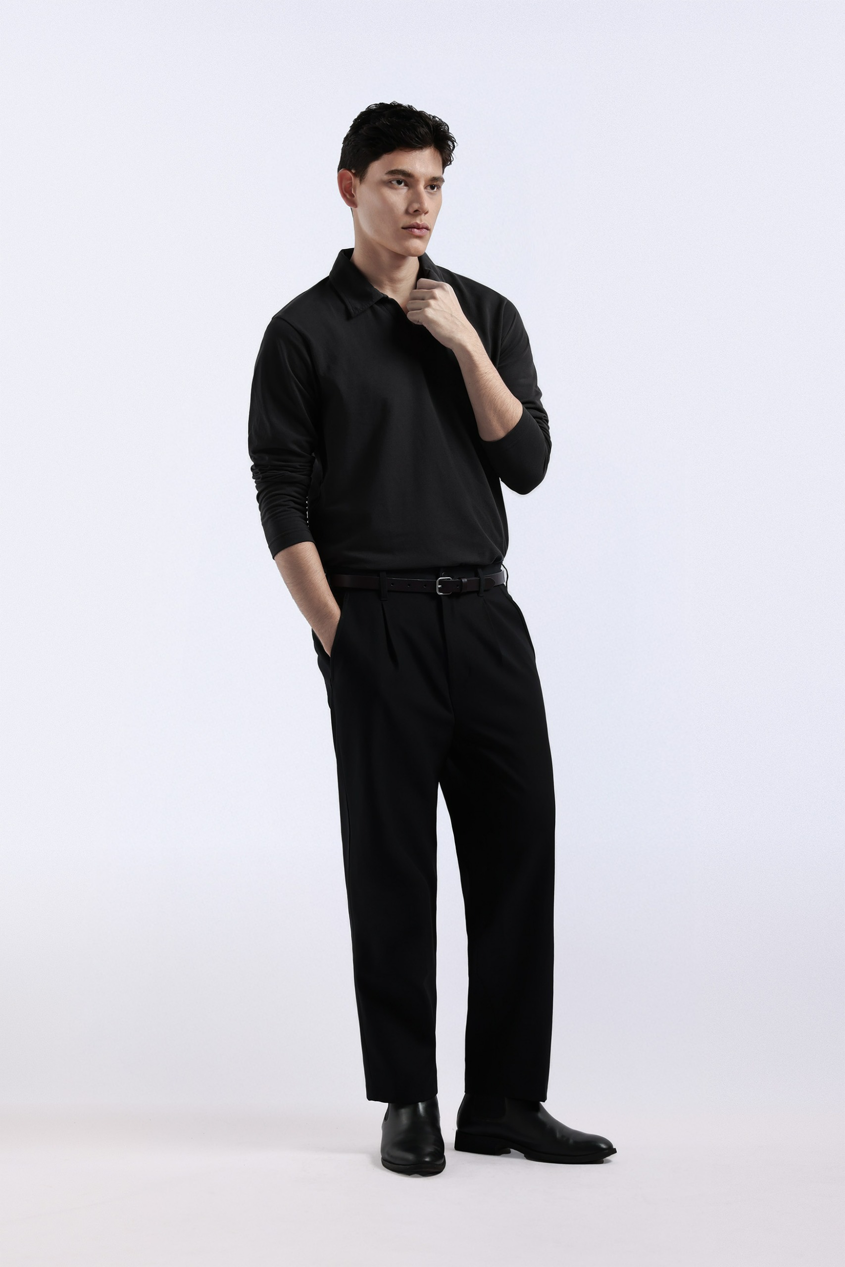 Raven Polo Long Sleeve Dark Grey