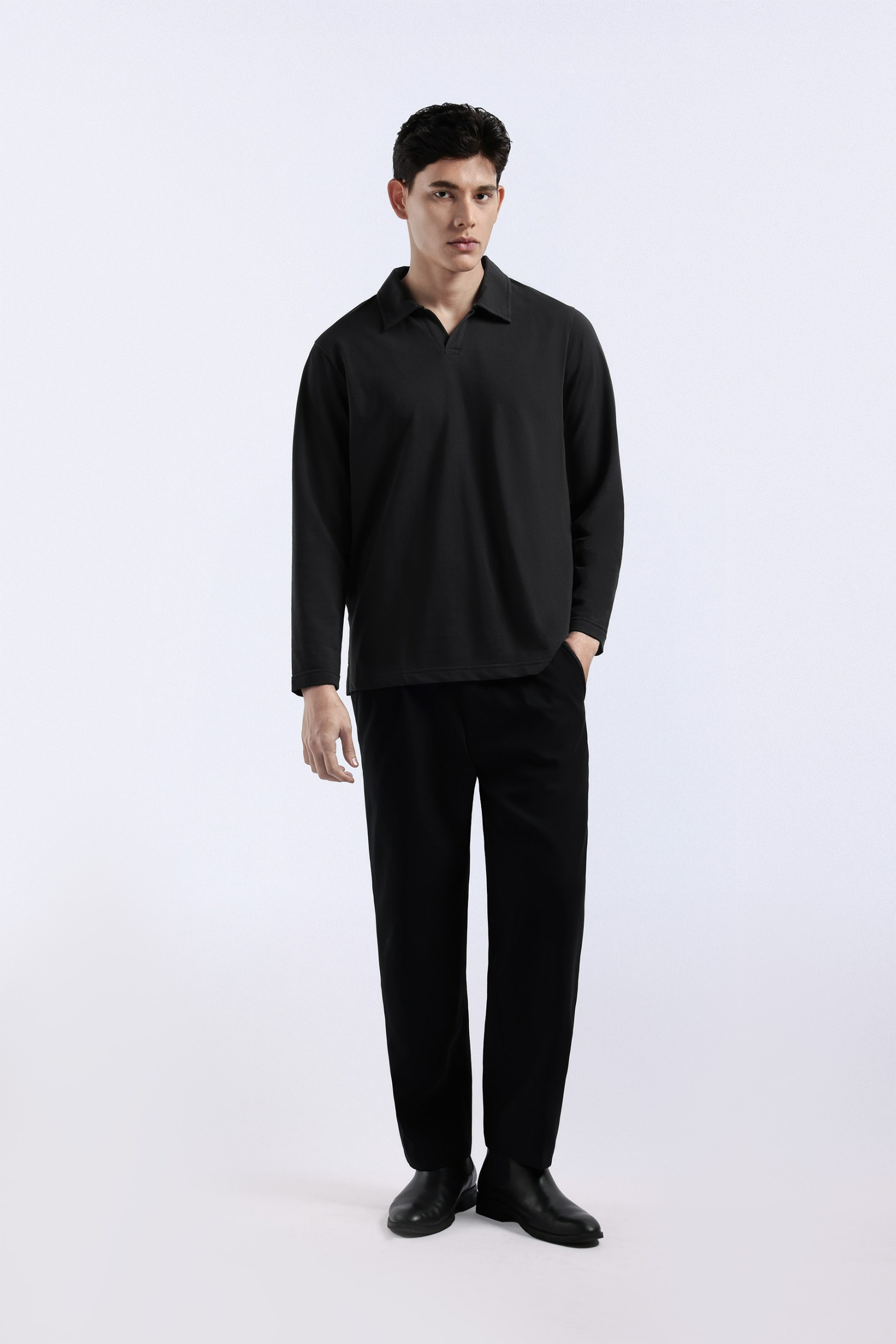 Raven Polo Long Sleeve Dark Grey