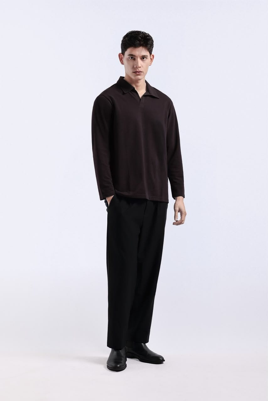 Raven Polo Long Sleeve Dark Brown