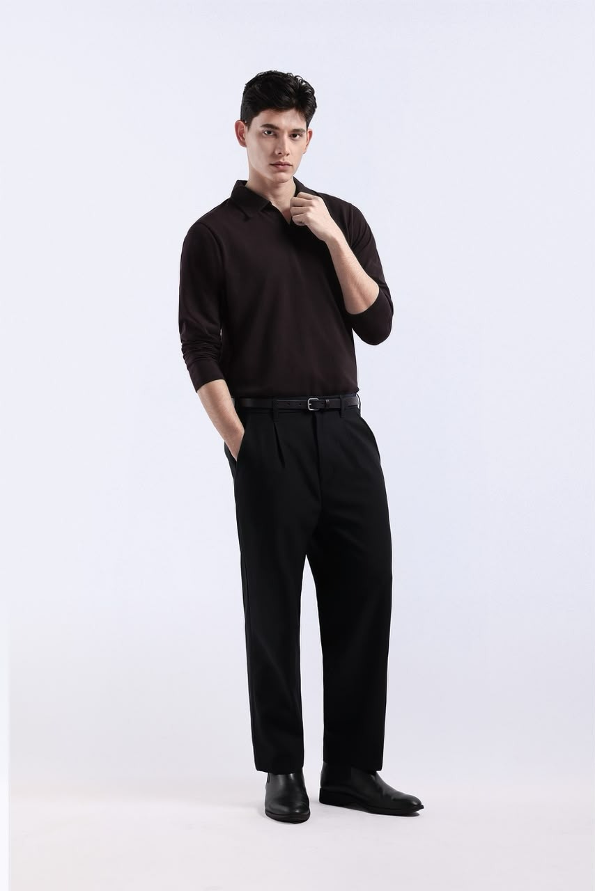 Raven Polo Long Sleeve Dark Brown