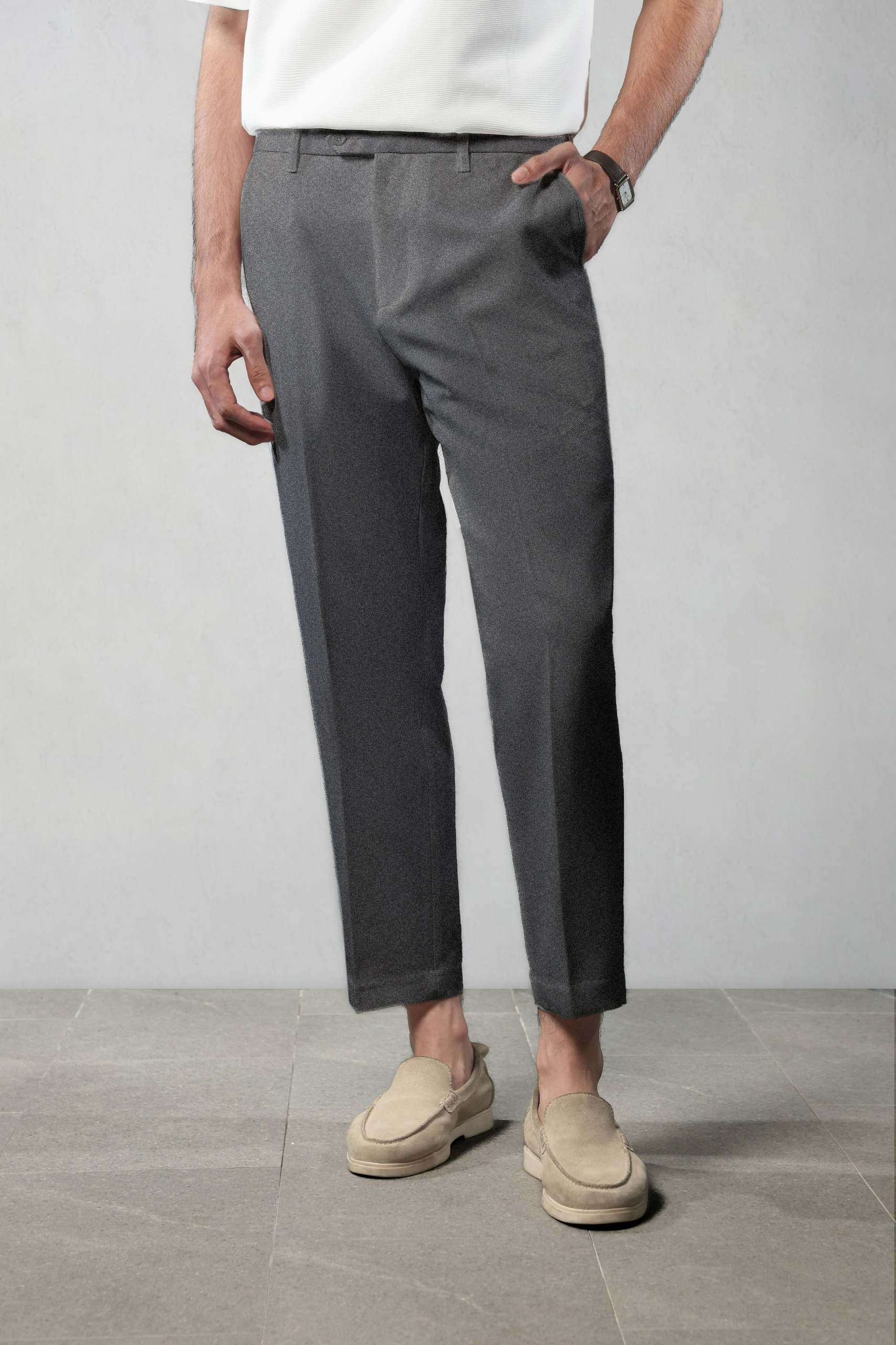Ankle Smart Peazy Pants Two Tone Grey