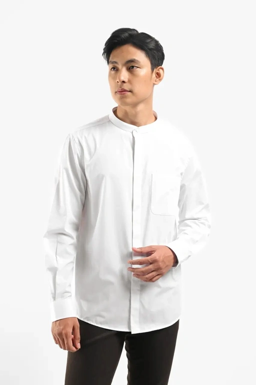 Image of Argo Concealed Placket Long Sleeve White