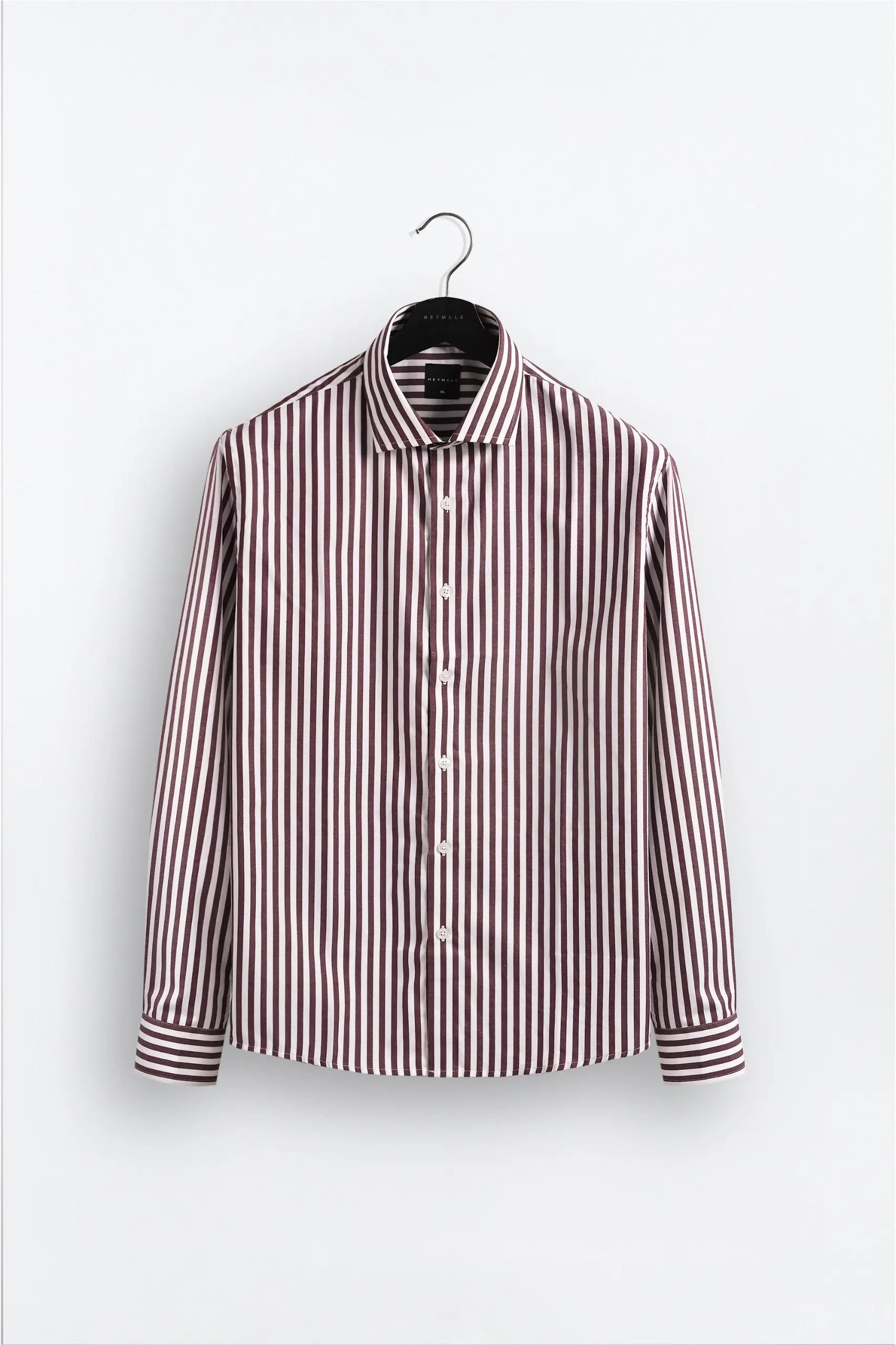 Stripy Shirt Long Sleeve Maroon