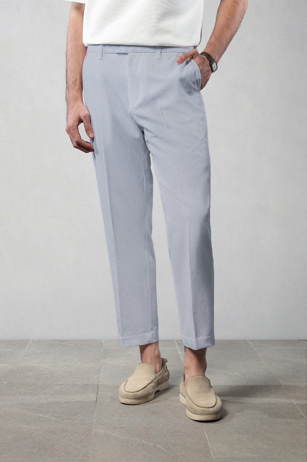 Peazy Pants Regular Fit Ankle Light Grey