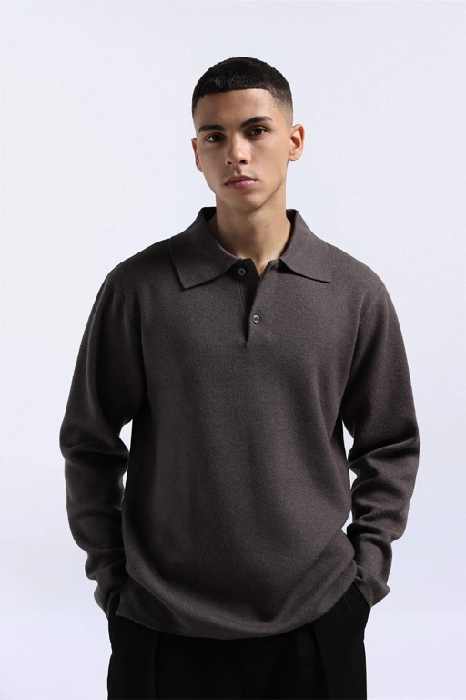 Valen Long Polo Dark Grey