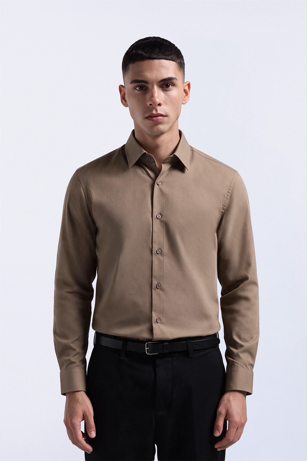Elgant Basic Shirt Clean Look Brown