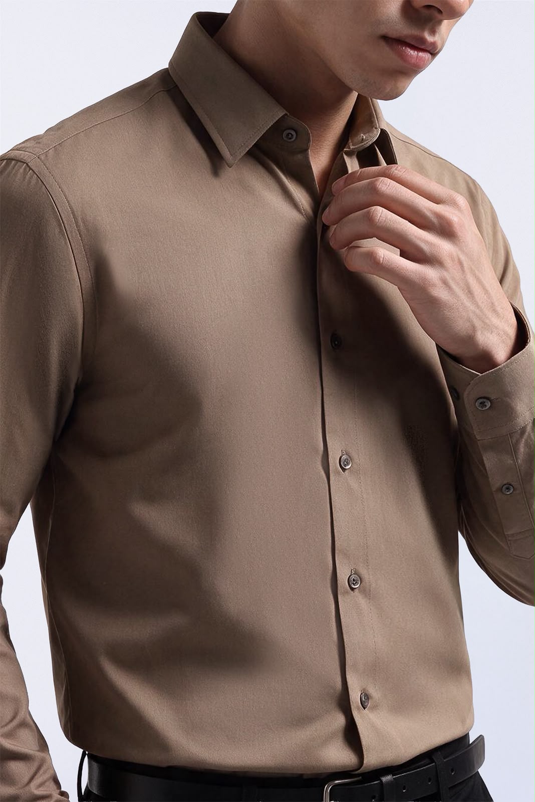 Elgant Basic Shirt Clean Look Brown