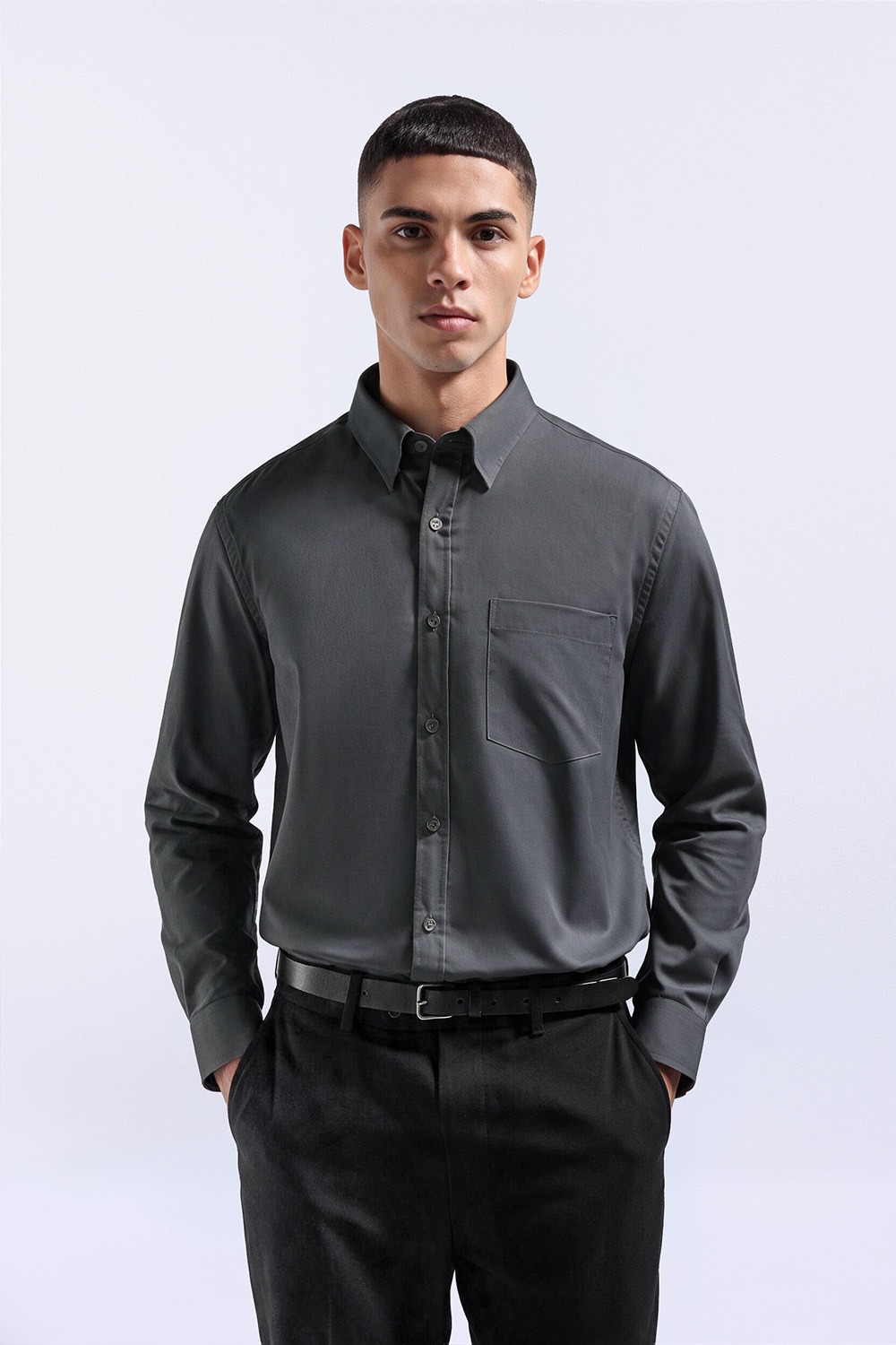 Elgant Basic Shirt Dark Grey