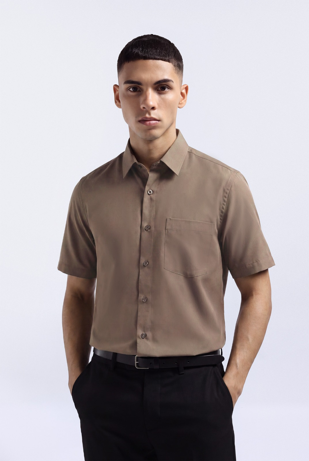 Elgant Short Sleeve Shirt Brown