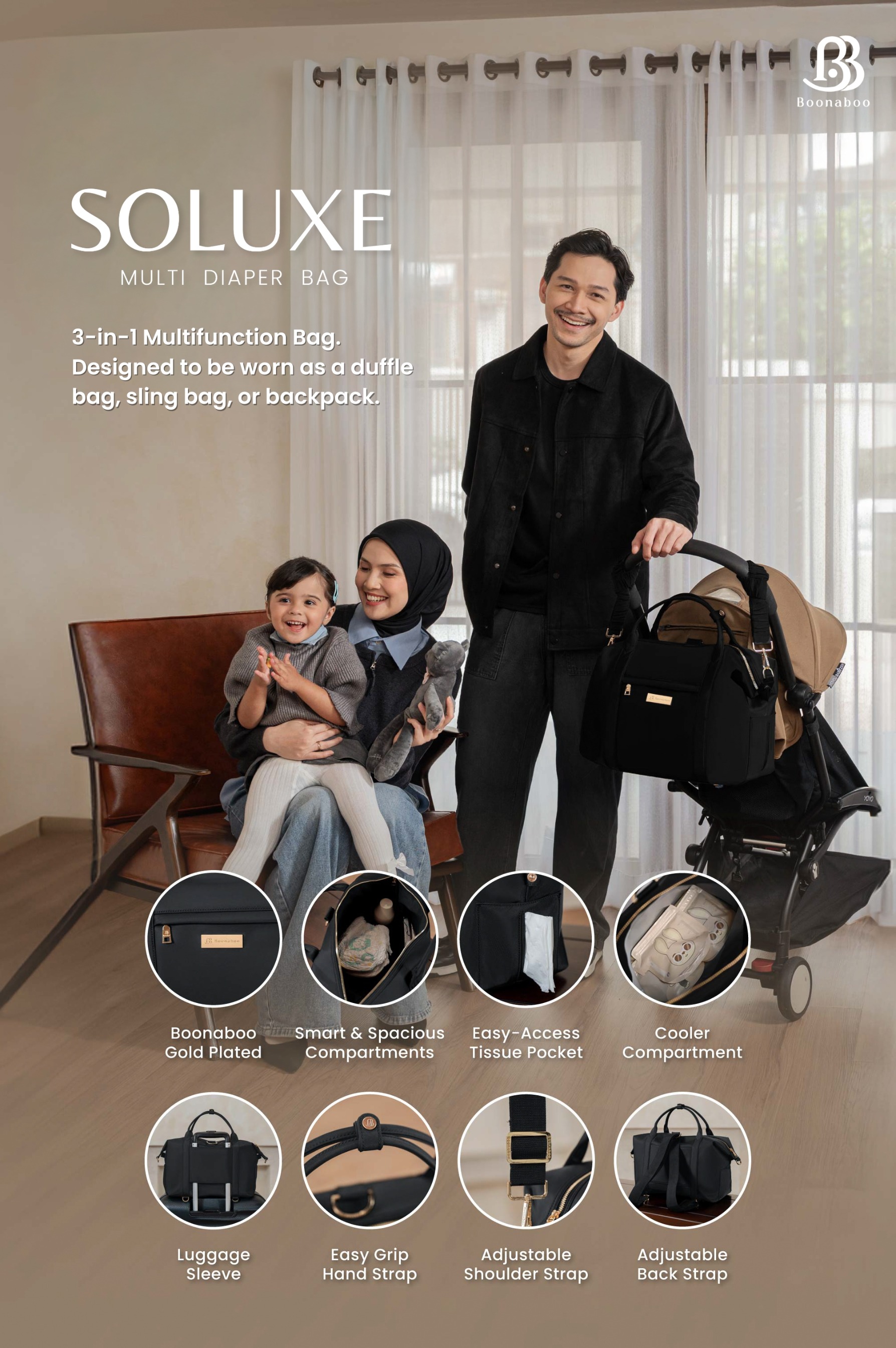 SOLUXE MULTI DIAPER BAG NUDE