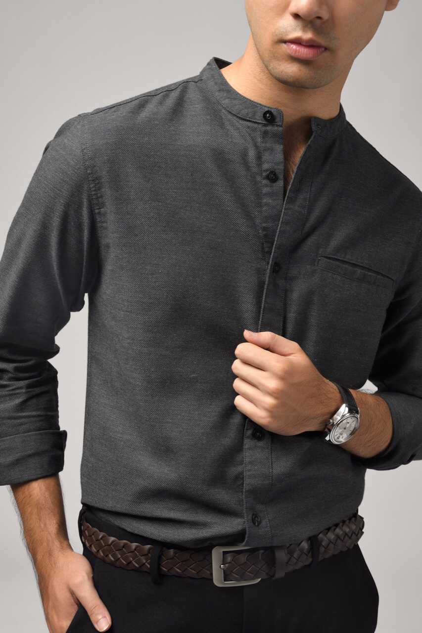 KALPEN COLLARLESS SHIRT BLACK