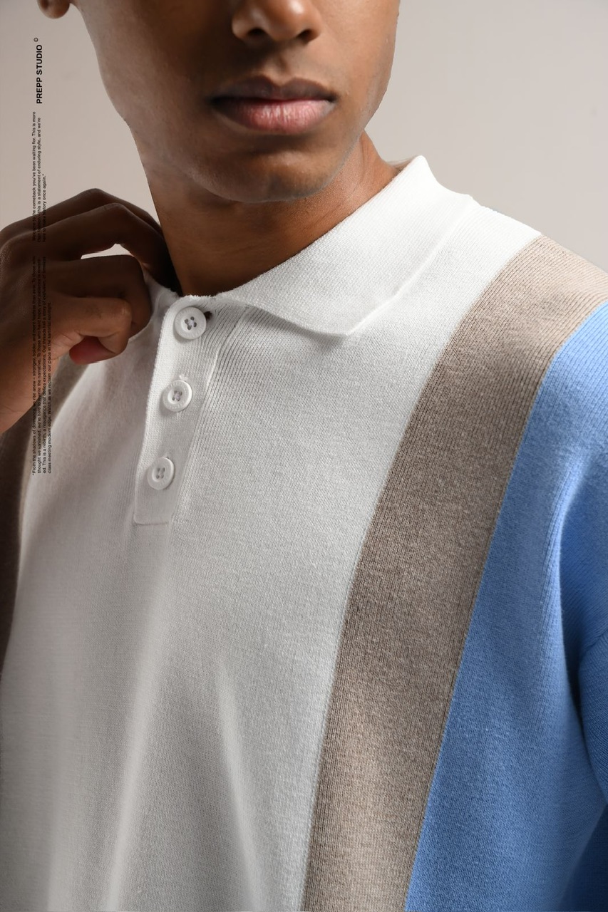 POLO STRIPE SENSE 3 STRIPE LIGHT BLUE CREAM WHITE