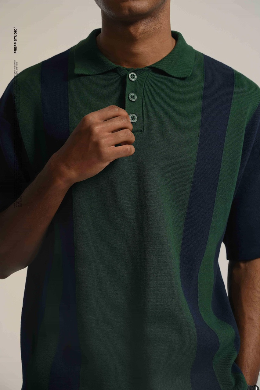 POLO STRIPE SENSE 2 STRIPE NAVY GREEN