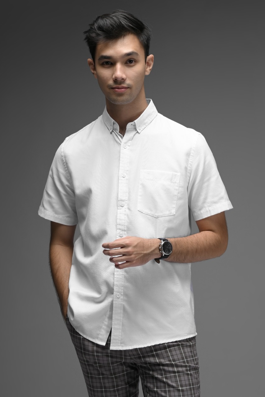 EXETER WHITE BUTTON SHORT SLEEVE SHIRT WHITE