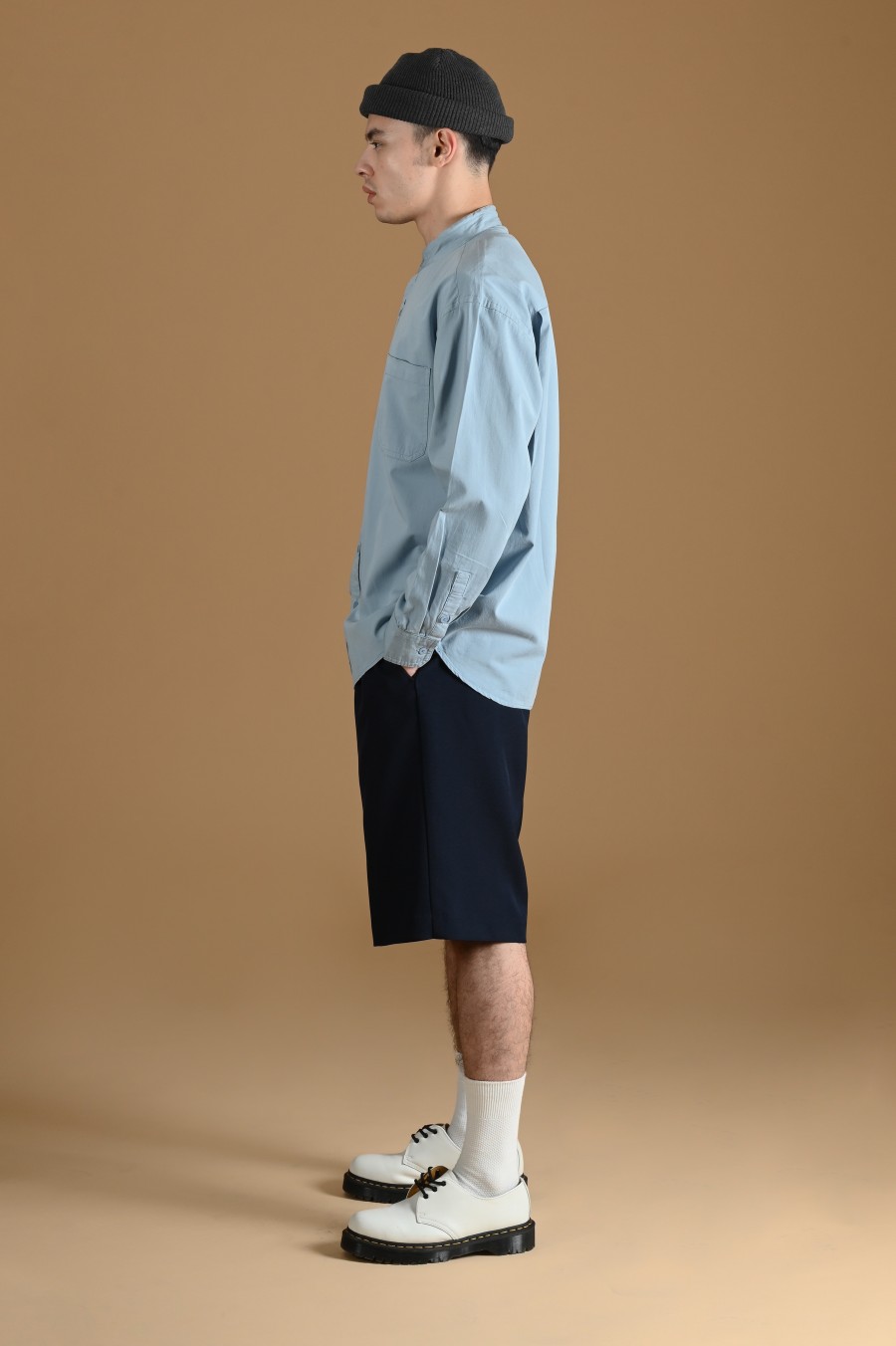 DREXEL OVERSIZED SHIRT STAND COLLAR FADED BLUE