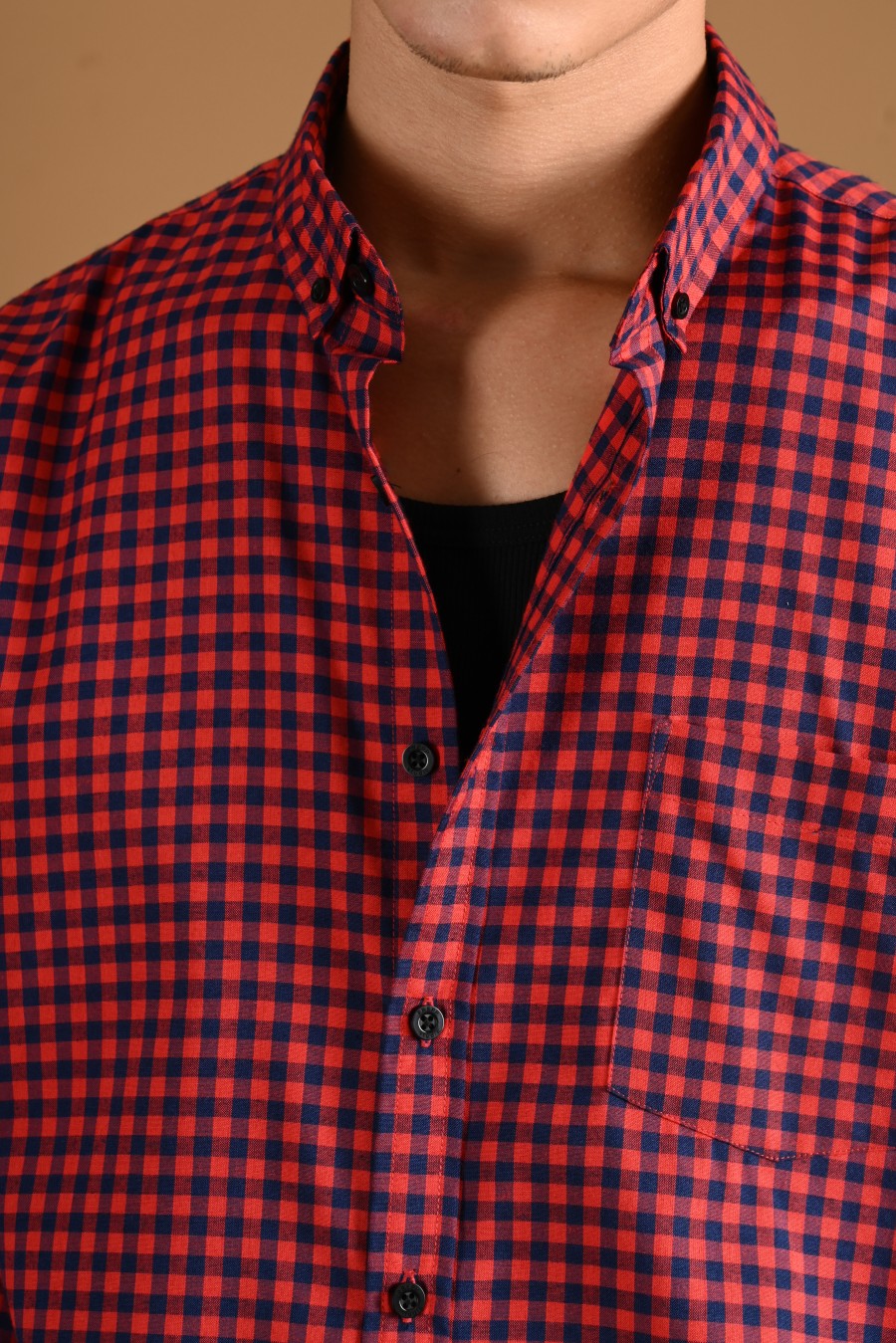 PSCQ65-GINGHAM LONG SLEEVE SHIRT PREPP SCOOTER EDITION RED