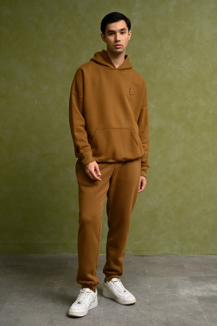 PREPP OVERSIZED HOODIE SIGNATURE PATCH BROWN