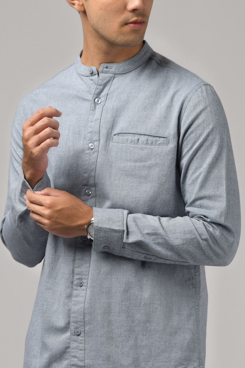 KALPEN COLLARLESS SHIRT NAVY